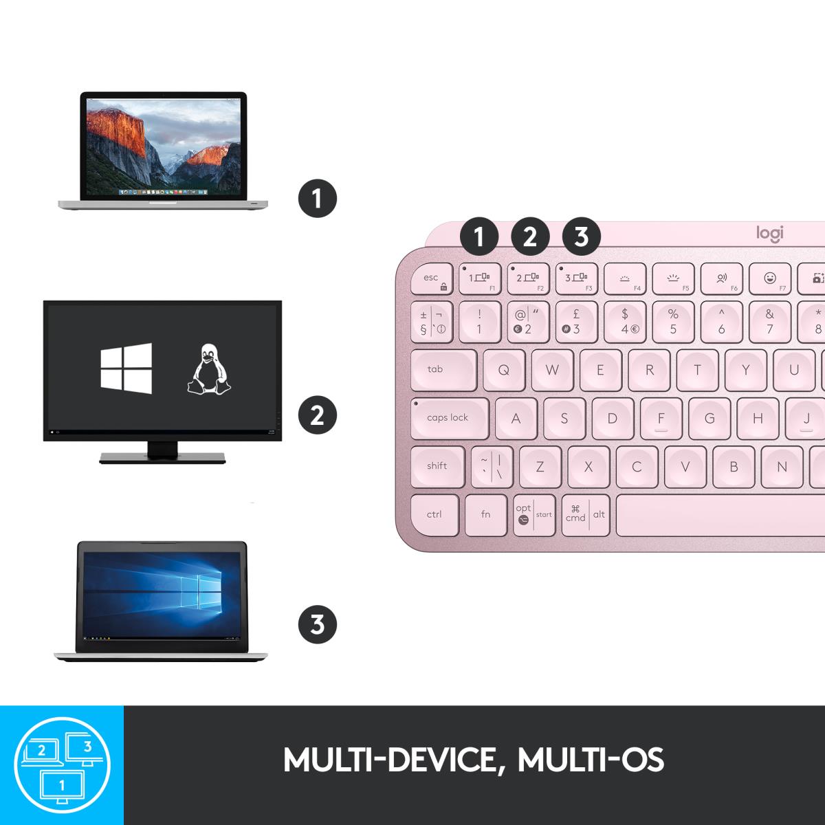 Minimalist Wireless Illuminated Keyboard - MX KEYS MINI - Rose - Qwertz Deutsch