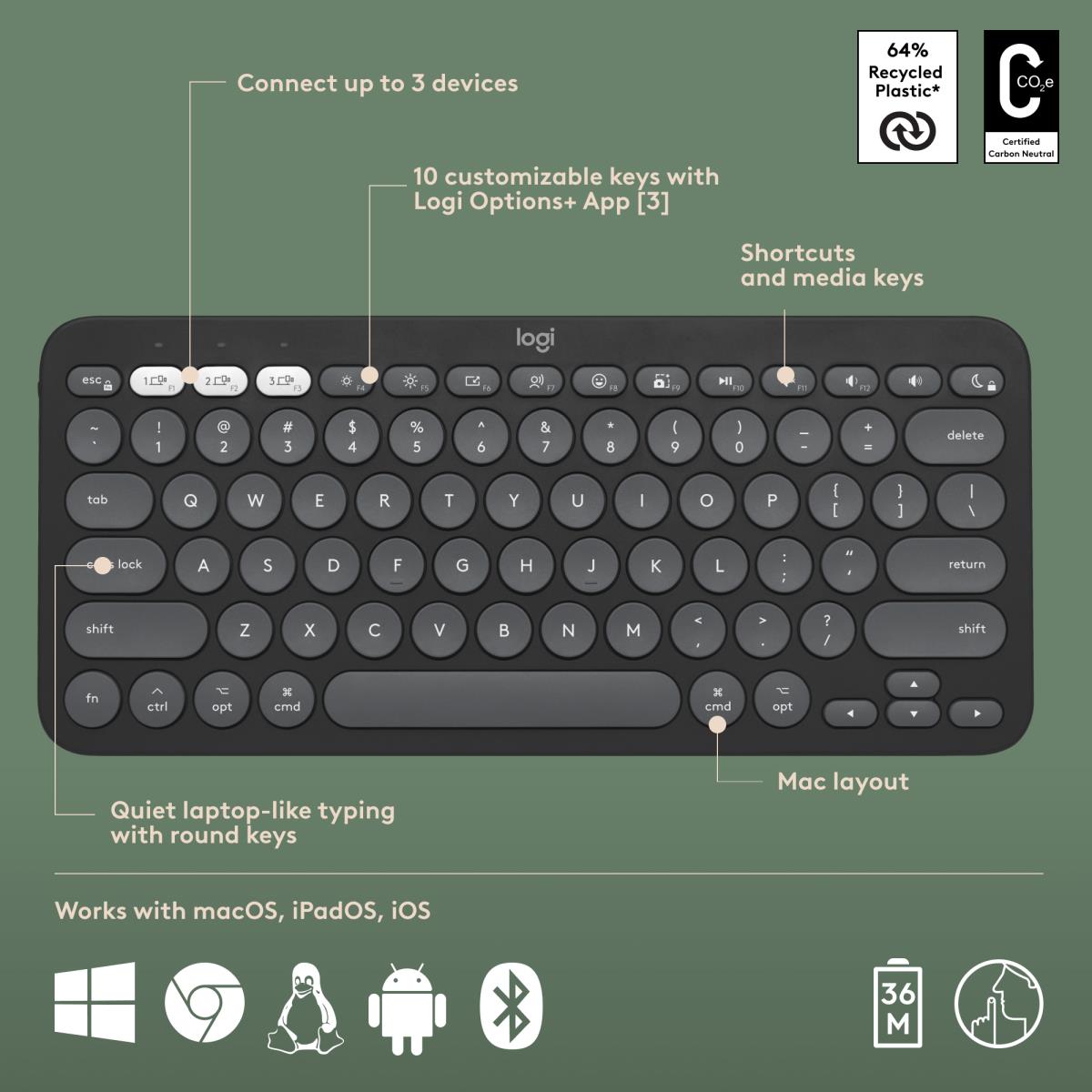 Pebble 2 Combo For Mac Tonal Graphite Azerty French