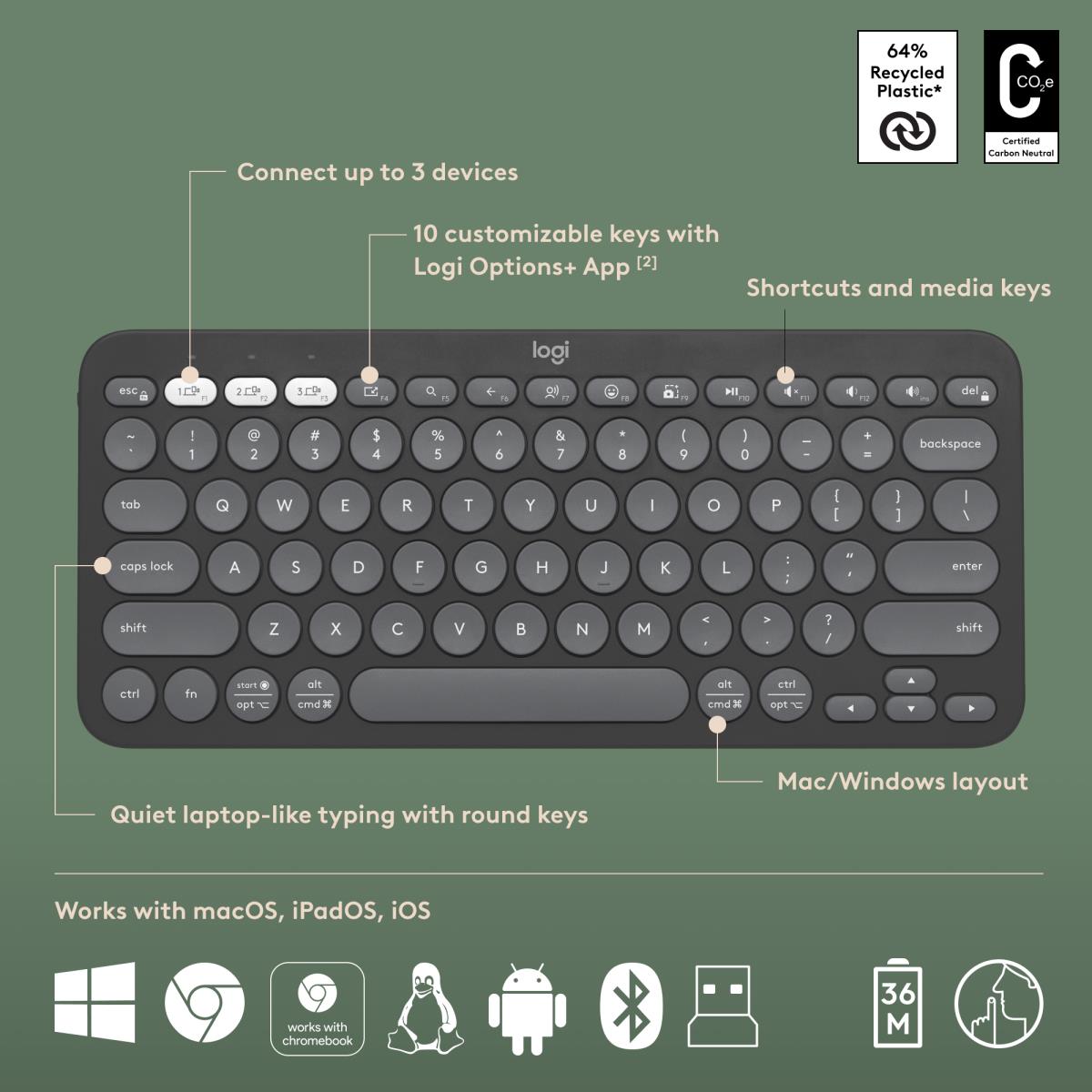 Pebble 2 Combo For Tonal Graphite Azerty French