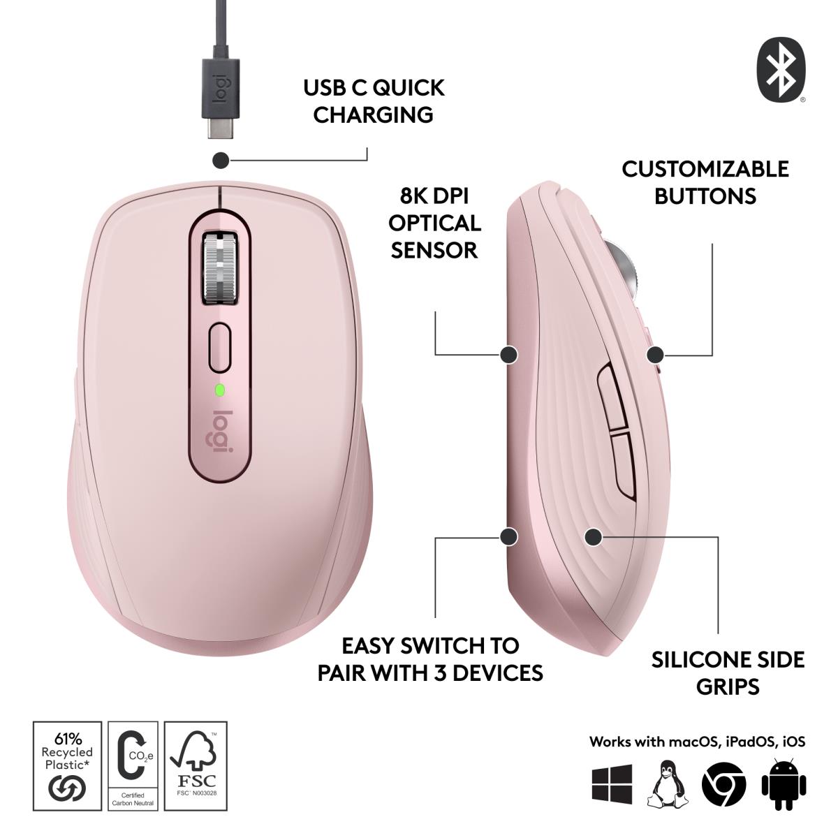 Mx Anywhere 3s Mouse Rose