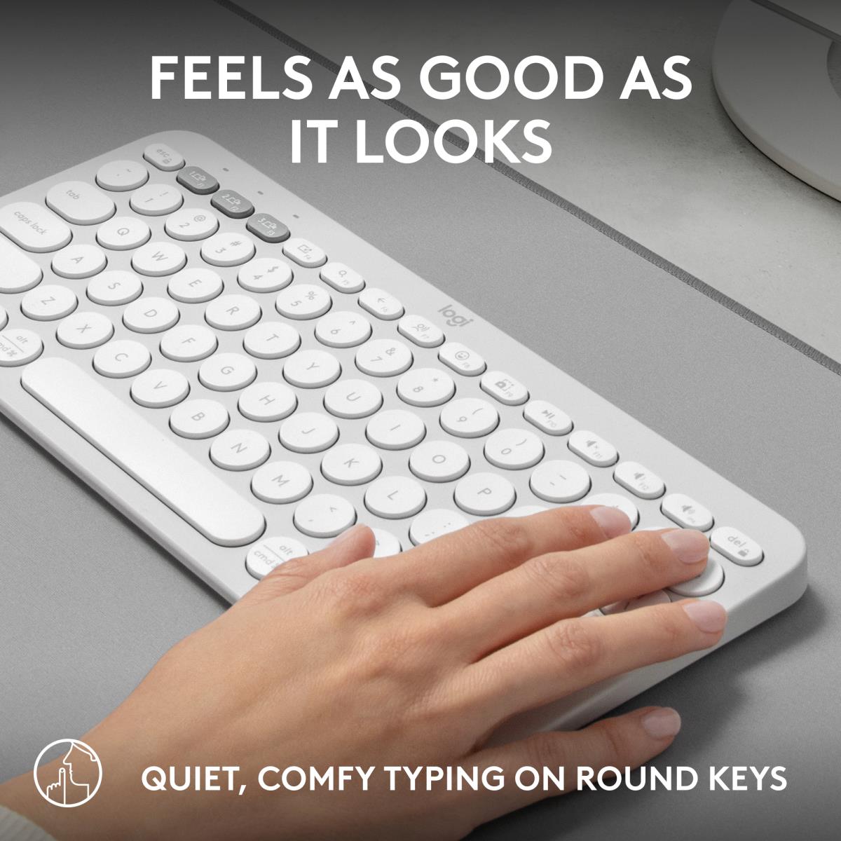 Pebble Keys 2 K380s - Compact Bluetooth Keyboard - Tonal White- Azerty French