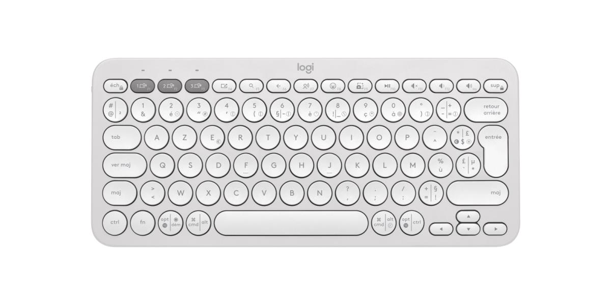 Pebble Keys 2 K380s - Compact Bluetooth Keyboard - Tonal White- Azerty French