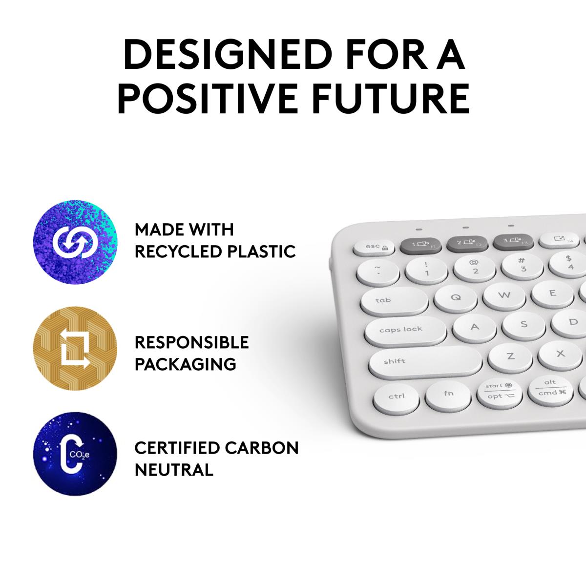 Pebble Keys 2 K380s - Compact Bluetooth Keyboard - Tonal White- Azerty French