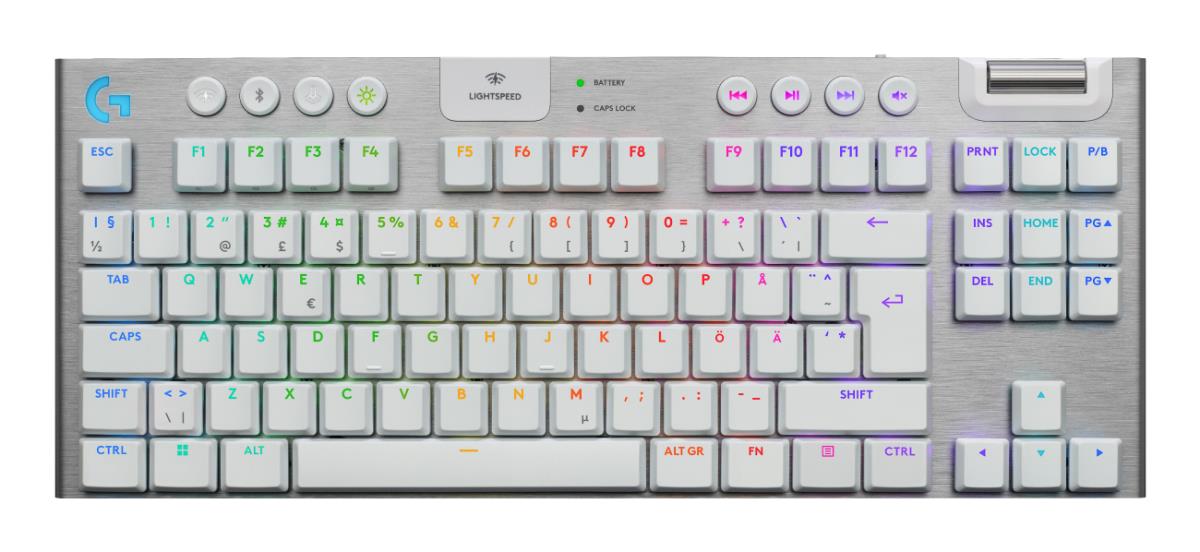 G915 X Lightspeed TKL Wireless Low Profile Gaming Keyboard White - Tactile - Qwerty Dansk/ Norsk/ Svenska/ Suomalainen
