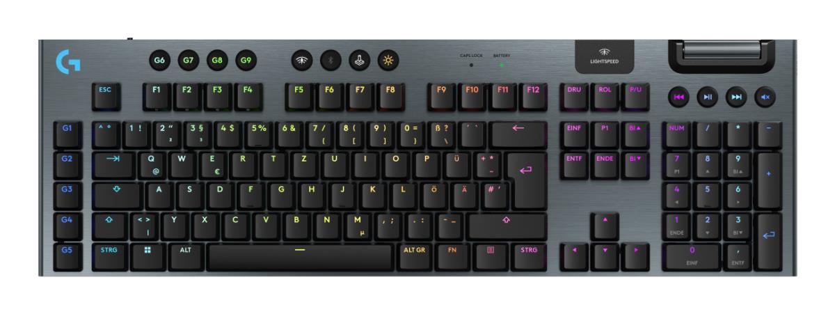 G915 X Lightspeed Wireless Low Profile Gaming Keyboard Black Clicky Qwertz Deutsch