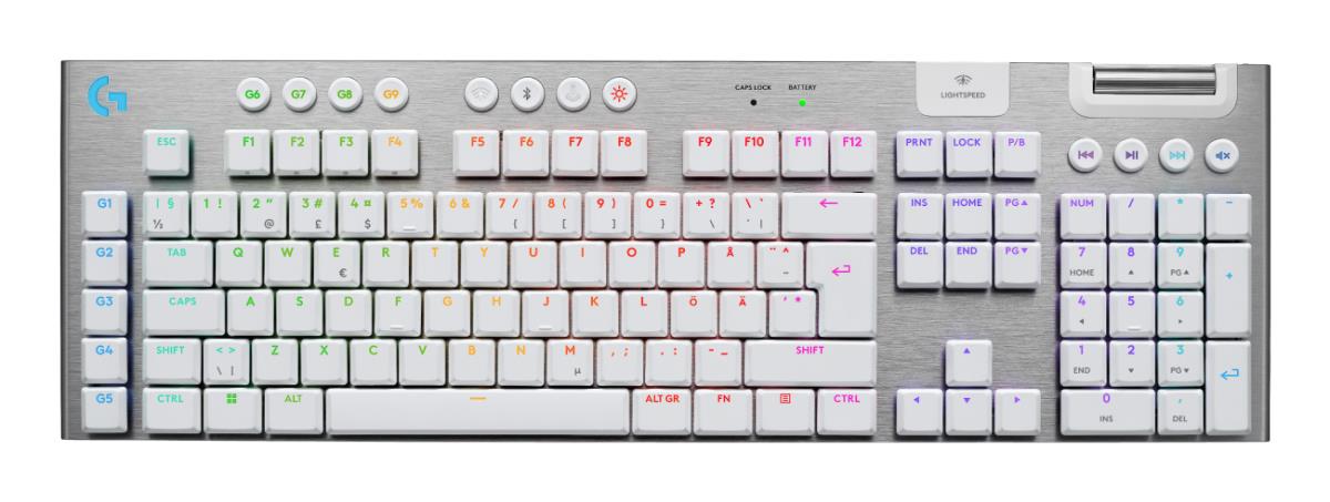 G915 X Lightspeed Wireless Low Profile Gaming Keyboard White Tactile Qwerty Dansk/ Norsk/ Svenska/ Suomalainen