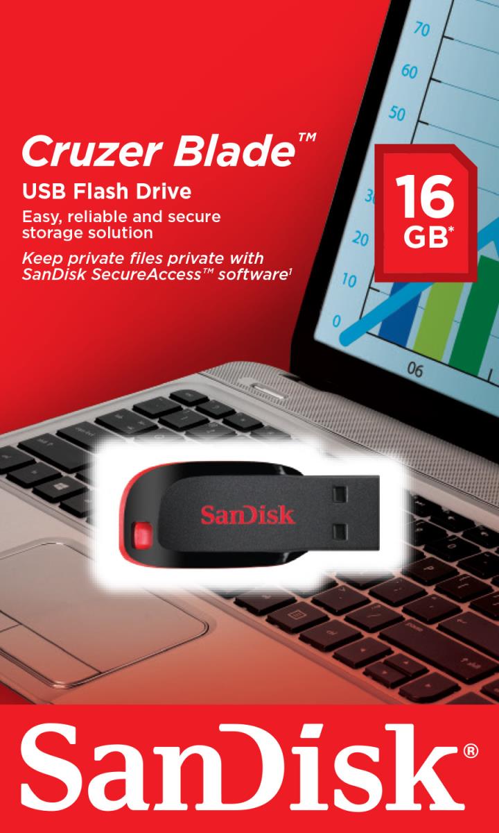 SanDisk Cruzer Blade - 16GB USB Stick - USB 2.0