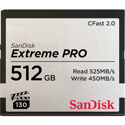 SanDisk Extreme Pro Cfast 2.0 Memory Card 512GB - 525mb/s Read Speed