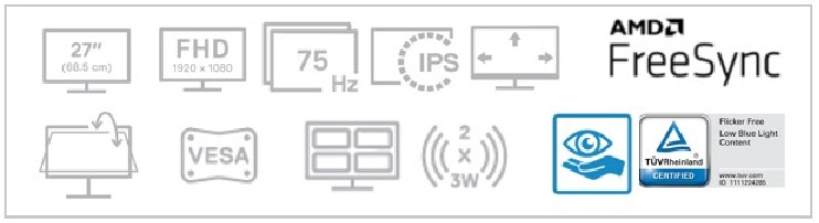 Monitor S2721h - 27in - 1920 X 1080 Fhd - Grey