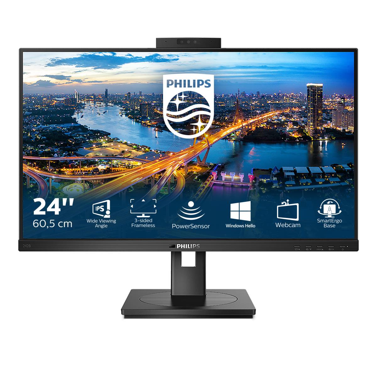 Desktop Monitor - 242b1h - 24in - 1920 X 1080 - W-led With Fullhd Popup Webcam Powersensor