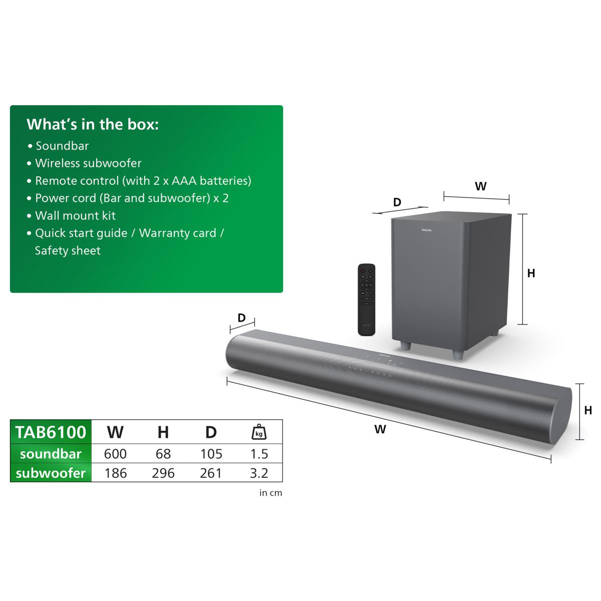 Compact Immersive Audio Soundbar - Tab6100