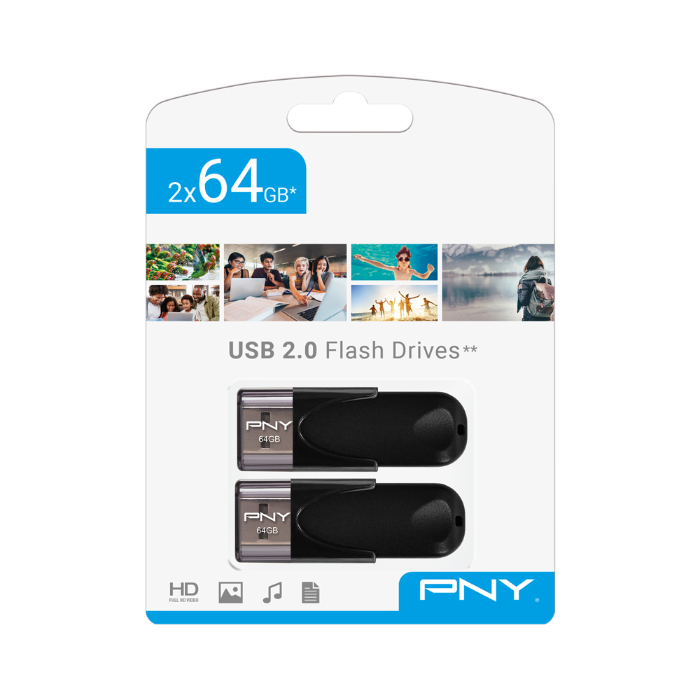 Attache 4 - 64GB USB Stick - USB 2.0 - Twinpack