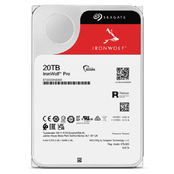 Hard Drive Ironwolf Pro 20TB SATA 6gb/s 3.5in 7200rpm