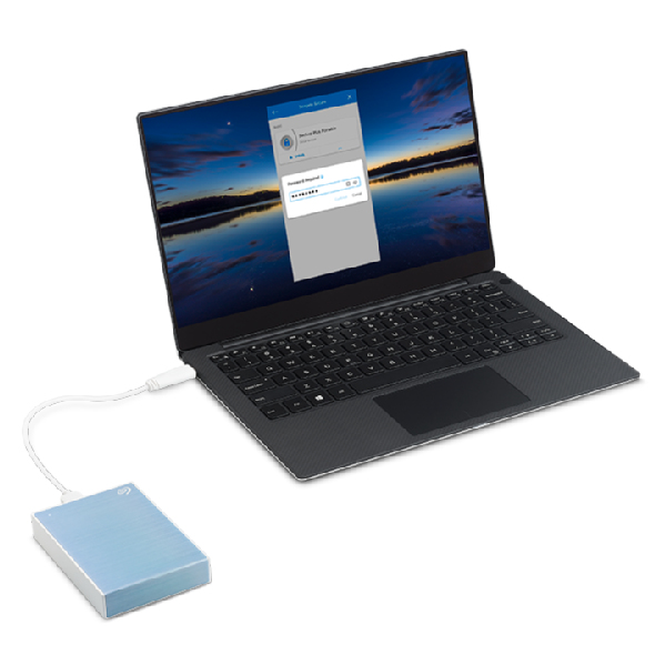 One Touch External HDD With Password Protection 2TB 2.5in Light Blue USB 3.0
