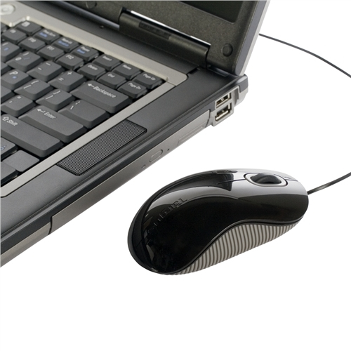 Cord Storing Mouse USB Black Grey