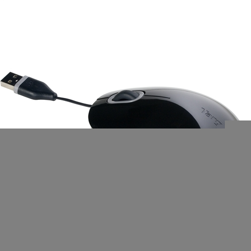 Cord Storing Mouse USB Black Grey