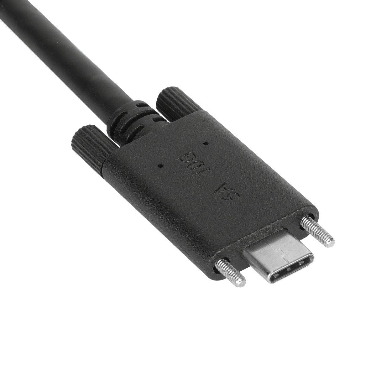 USB-c Male With Screw To USB-c Male Cable With USB-a Tether 1m