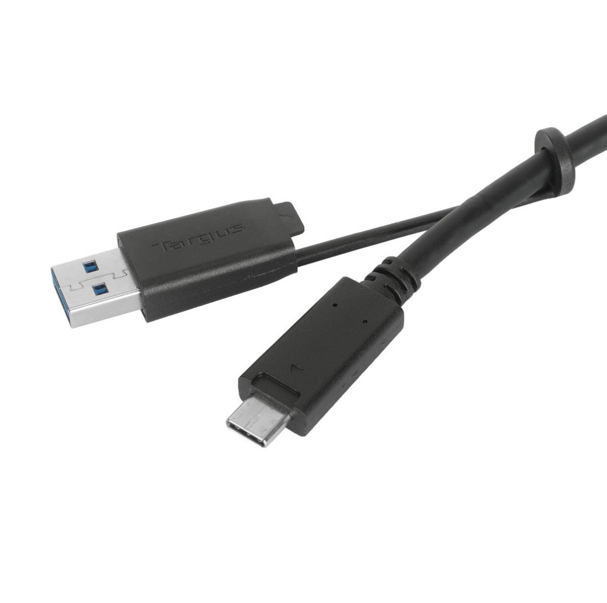USB-c Male With Screw To USB-c Male Cable With USB-a Tether 1m