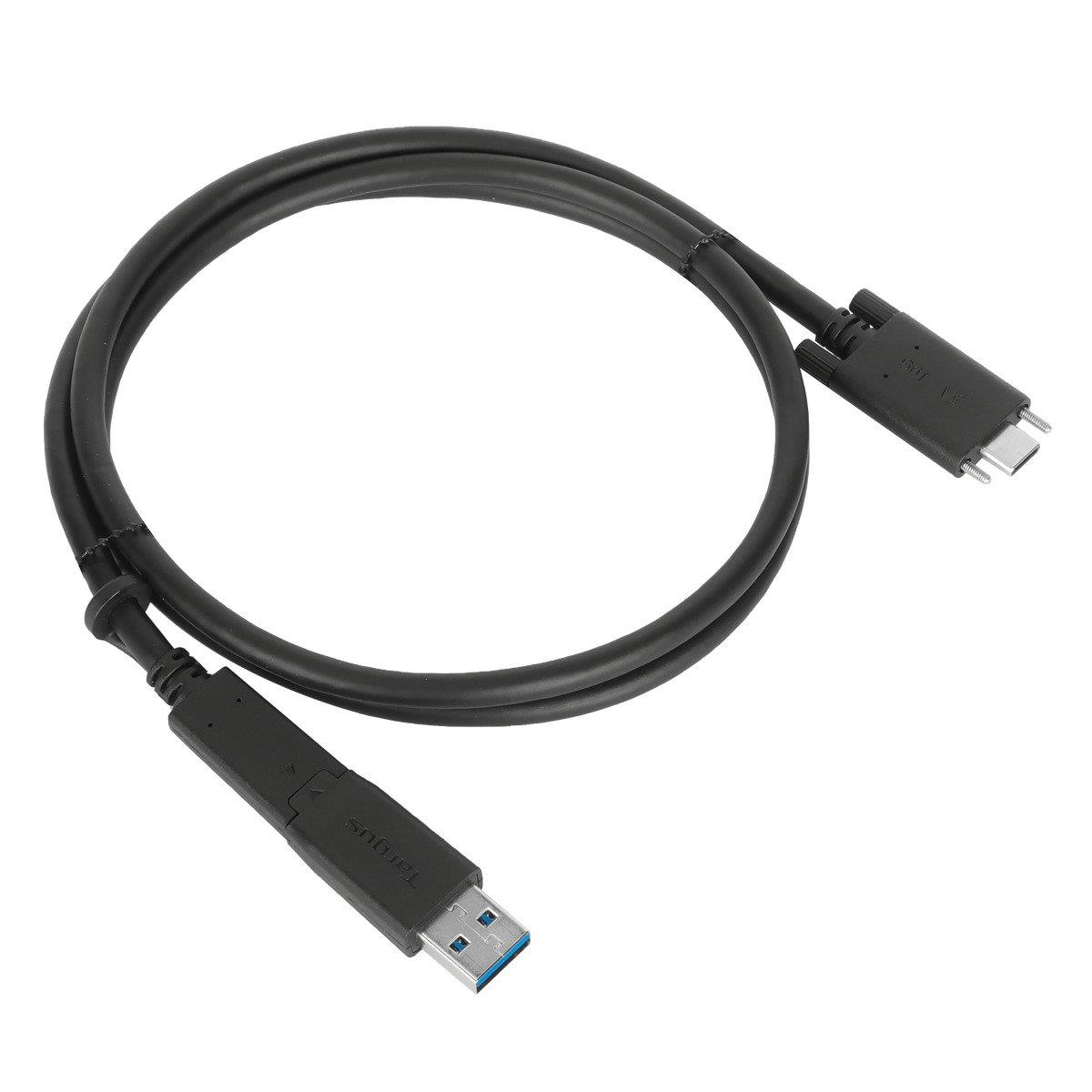 USB-c Male With Screw To USB-c Male Cable With USB-a Tether 1m