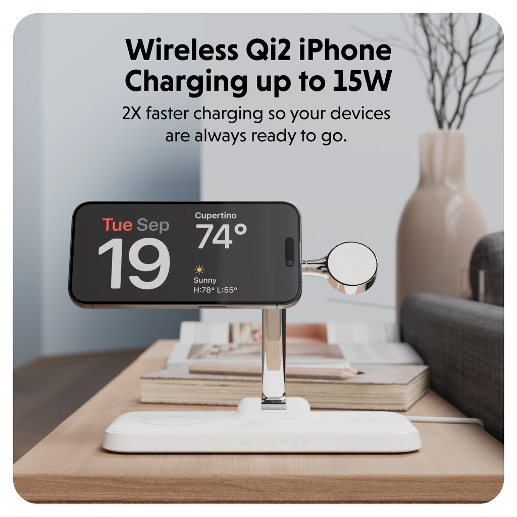Hyperjuice Qi2 4 In 1 Charging Stand - White