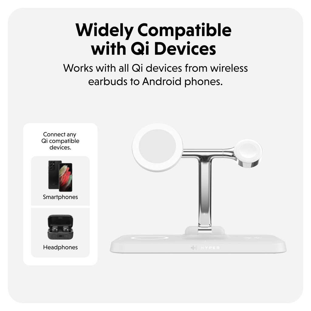 Hyperjuice Qi2 4 In 1 Charging Stand - White