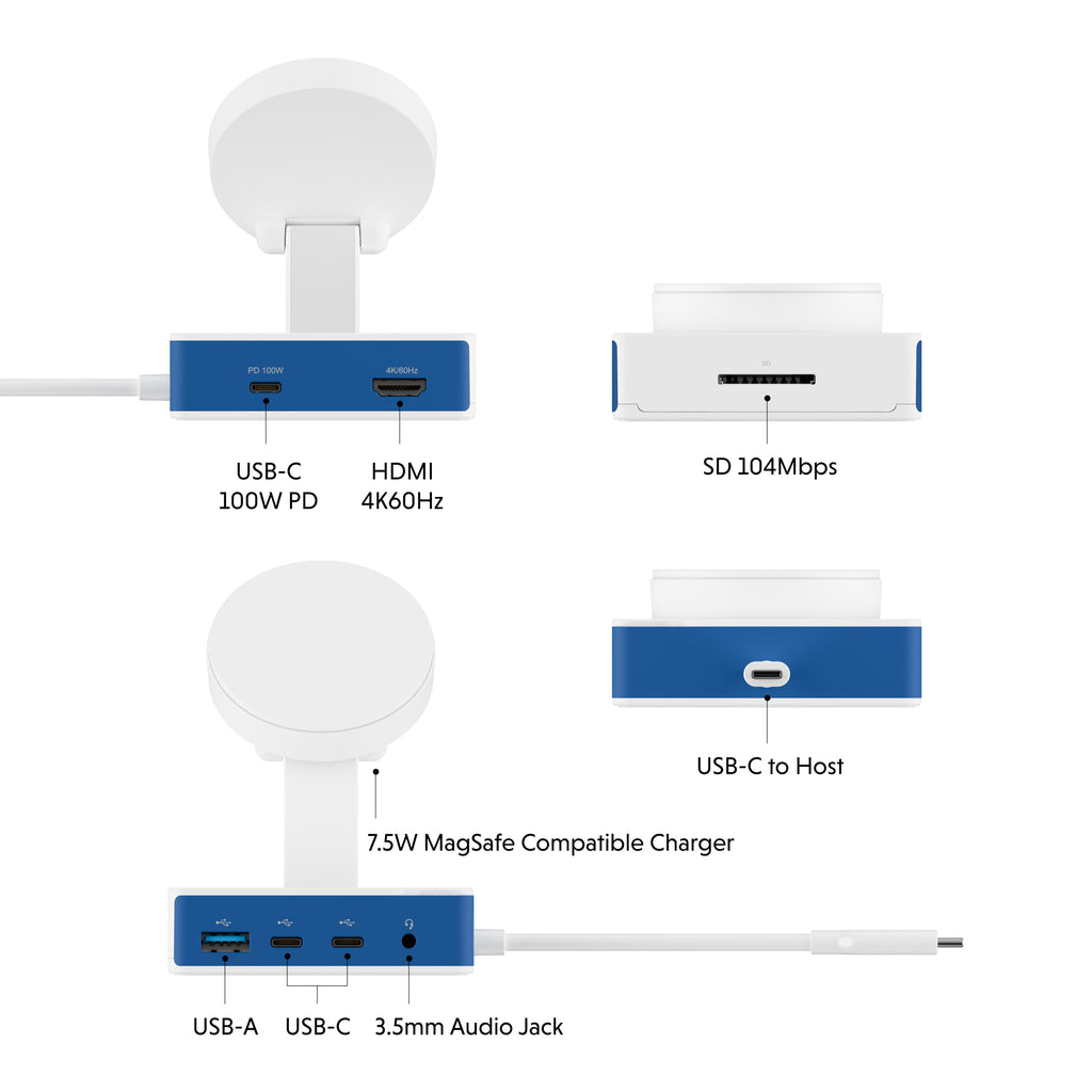 Hyperdrive - Flex Magcharge USB-c Hub (blue)