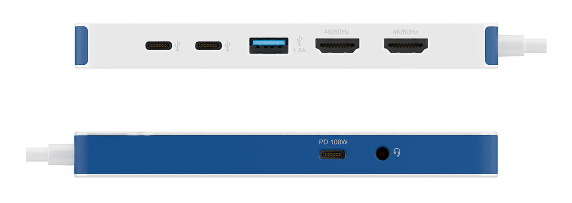 Hyperdrive Flex 9 Port Dual 4k Hdmi USB-c Hub (blue)