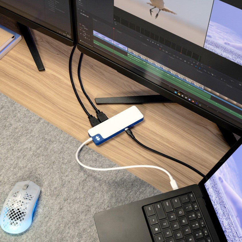 Hyperdrive Flex 9 Port Dual 4k Hdmi USB-c Hub (blue)