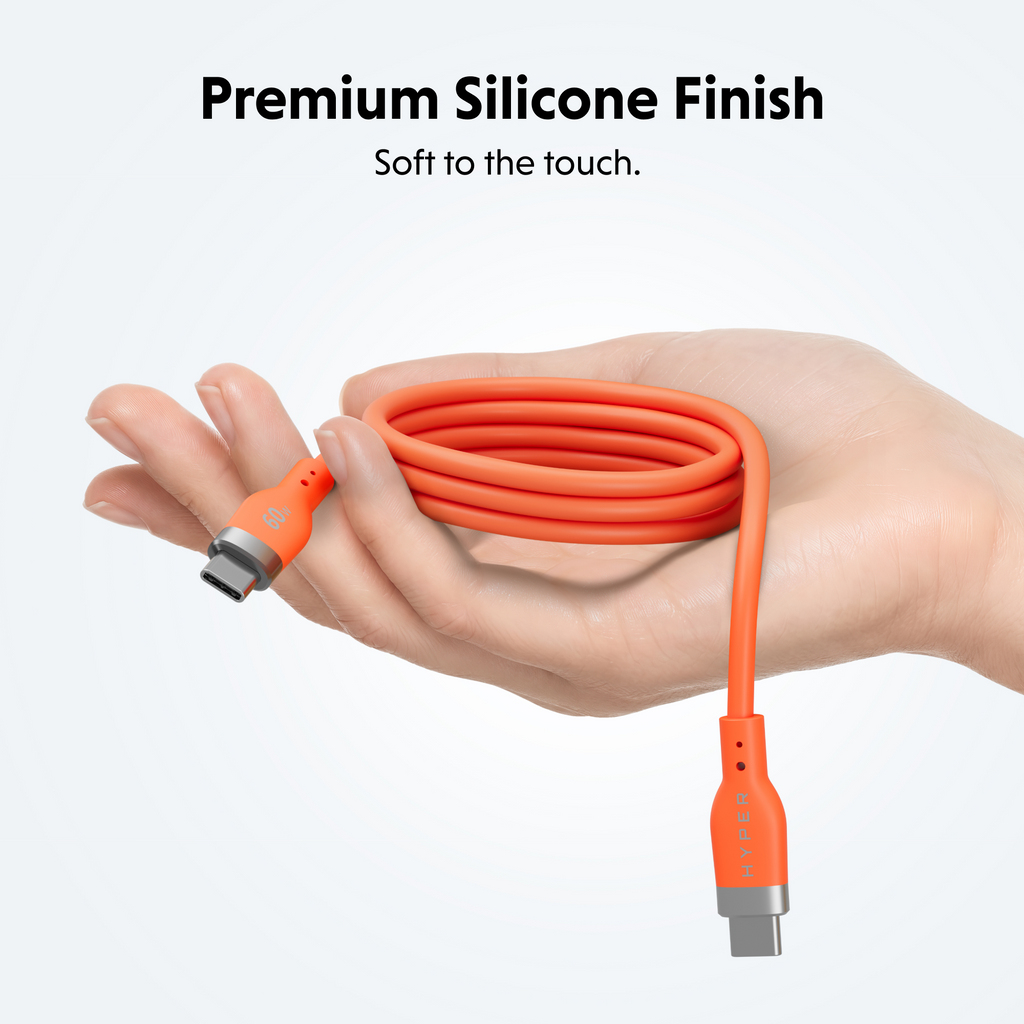 Hyperjuice Flex USB-c Silicone Charging Cable - Orange