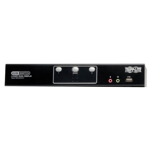 TRIPP LITE KVM Switch 2-Port Dual Monitor DVI with Audio and USB 2.0 Hub Cables included