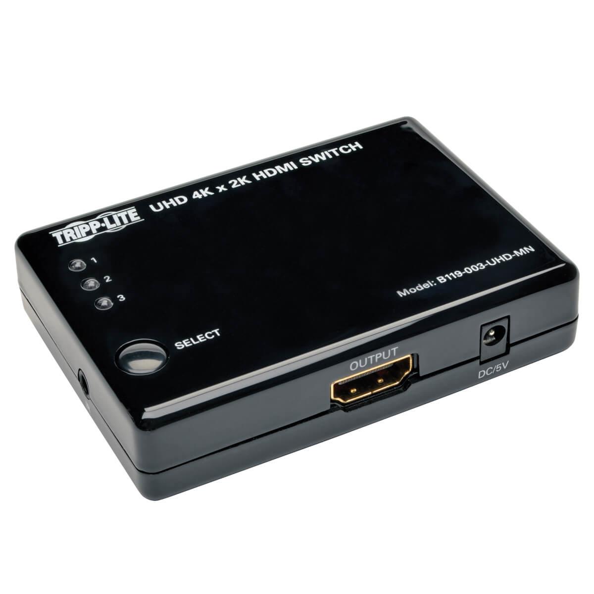 TRIPP LITE HDMI Mini Switch 3-Port for Video and Audio 4K x 2K UHD @ 24/30 Hz (HDMI F/3xF) with Remote Control
