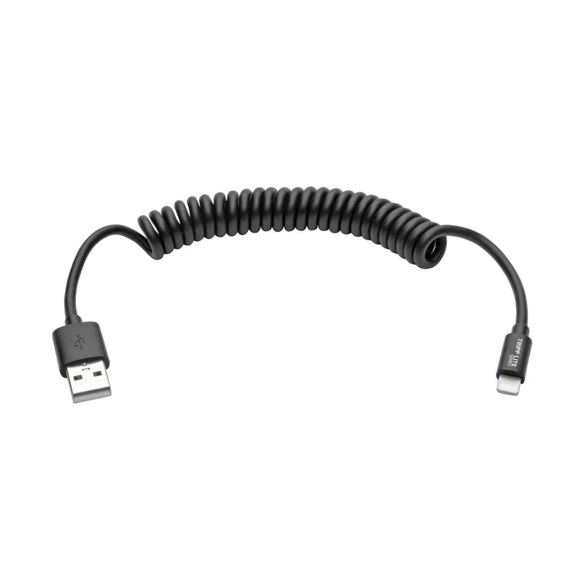 TRIPP LITE USB Sync/Charge Coiled Cable with Lightning Connector (M/M Black 4 ft 1.2M