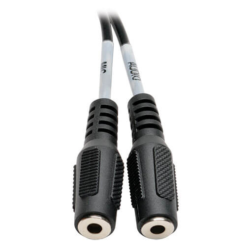TRIPP LITE 3.5mm 3-Position Female (x2) to TRIPP LITE 3.5mm 4-Position Male Audio Headset Splitter Adapter 6-in 15cm