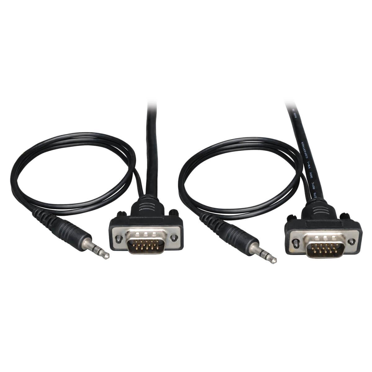 TRIPP LITE Low-Profile VGA Coax Monitor Cable with Audio High Resolution Cable with RGB Coax 6-ft 1.8m