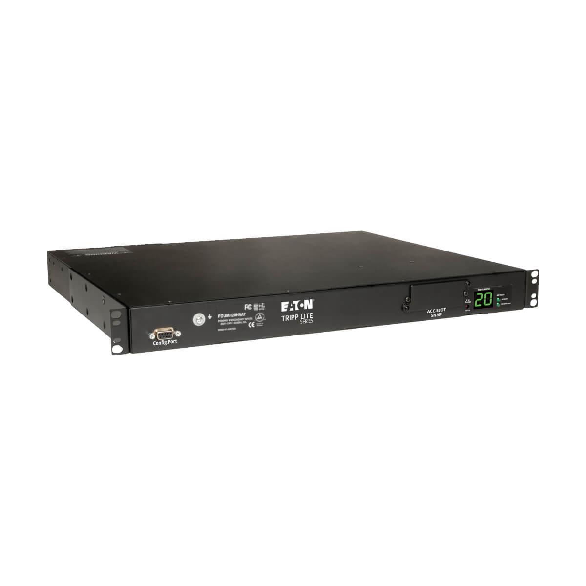 TRIPP LITE PDU 3.2-3.8kW Single-Phase ATS/Metered 200-240V (8 C13 & 2 C19) 2 C20 12ft Cord 1U (PDUMH20HVAT)