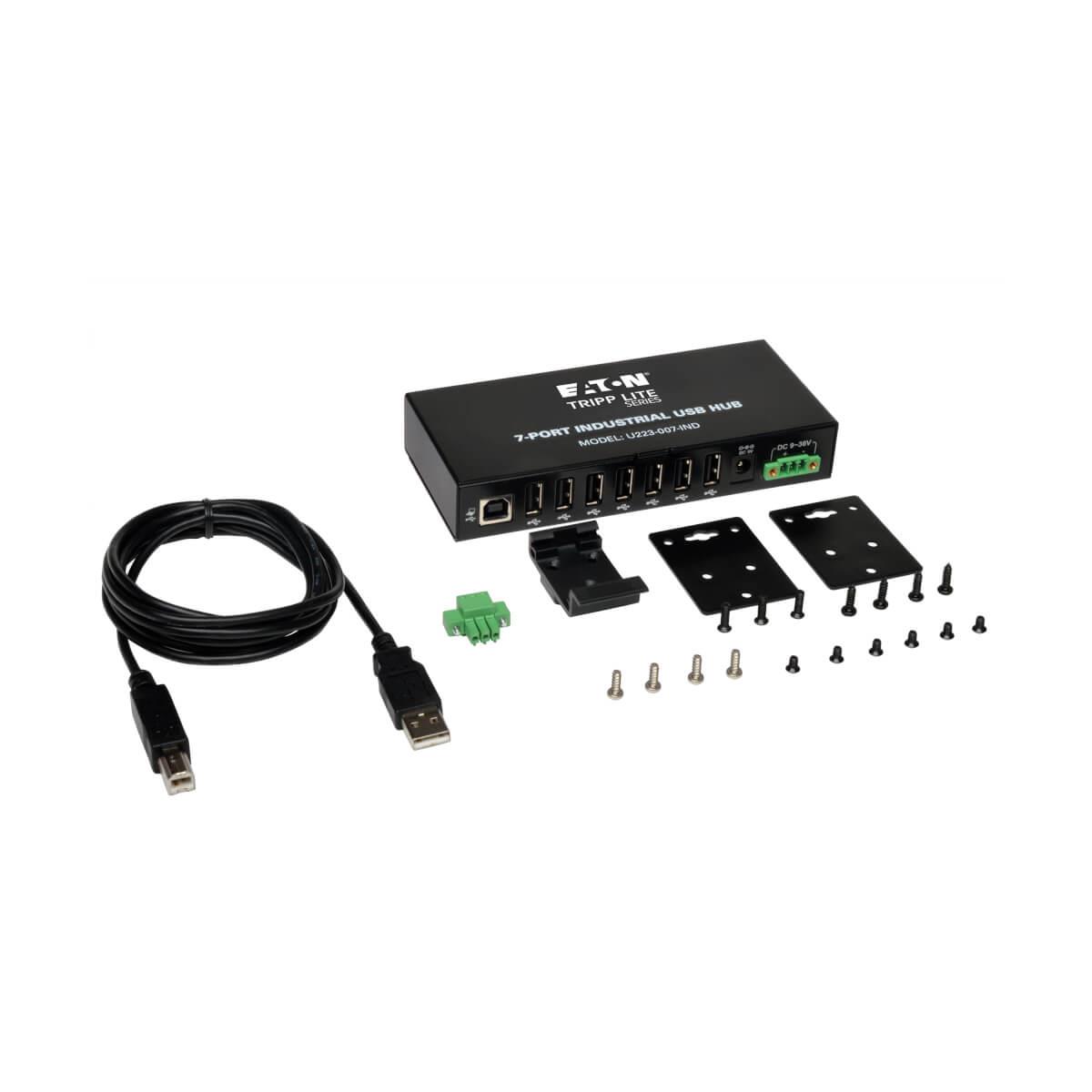 TRIPP LITE USB 2.0 Hi-Speed Hub 7-Port Rugged Industrial with 15KV ESD Immunity and metal case Mountable