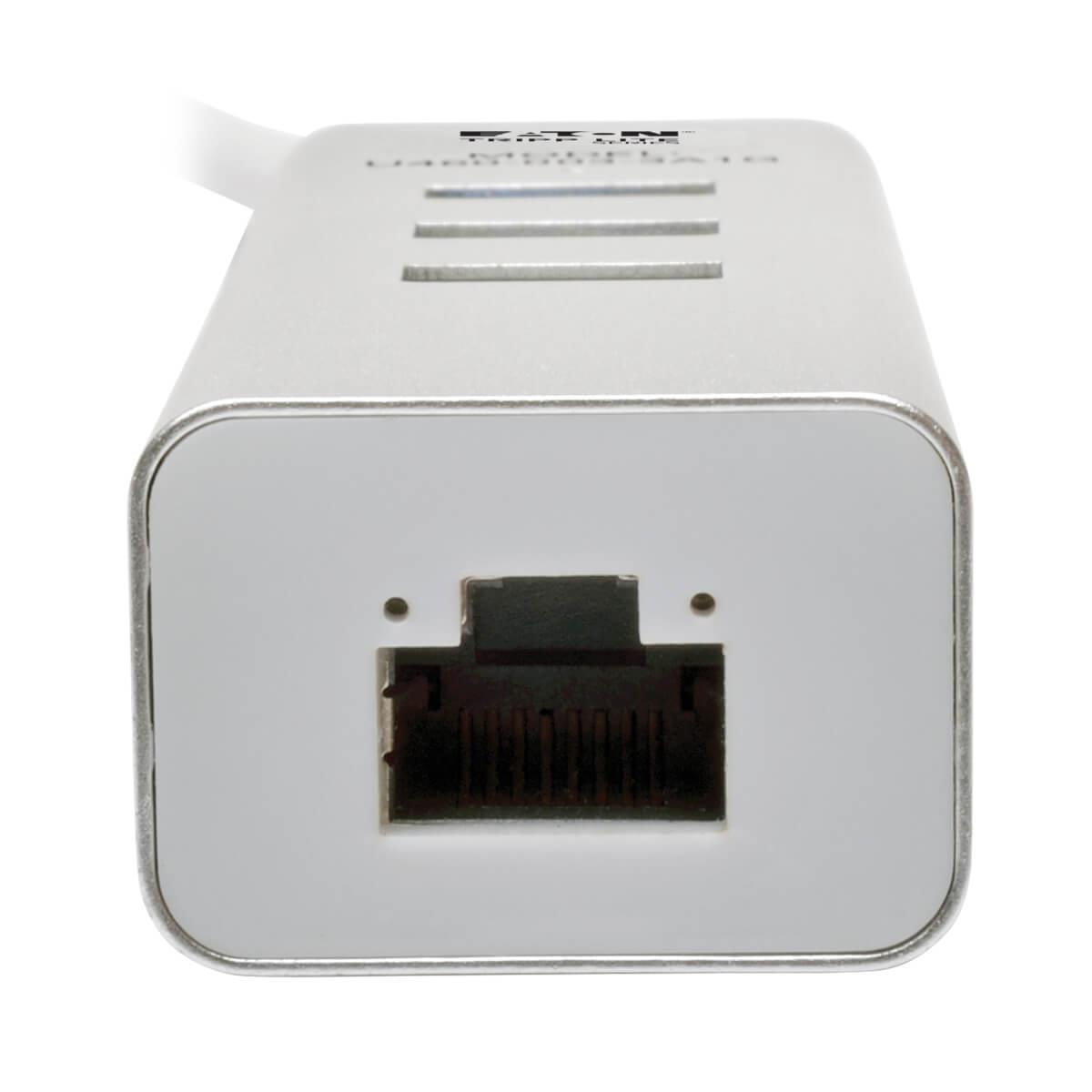 TRIPP LITE Portable USB 3.1 Gen 1 Gigabit Ethernet Adapter with 3-Port Hub Aluminum