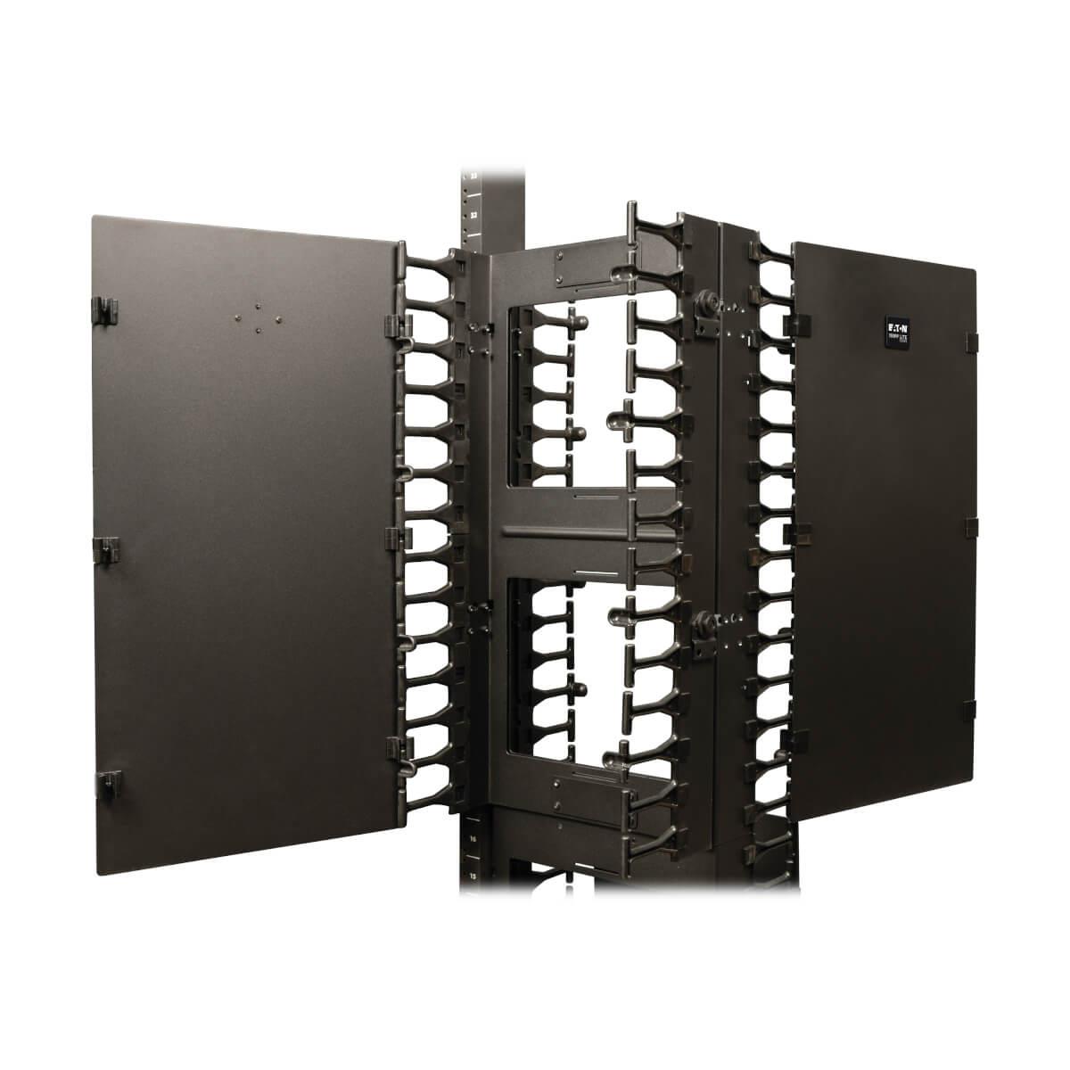 TRIPP LITE SmartRack 12in Width High Capacity Vertical Cable Manager - Double finger duct with cover
