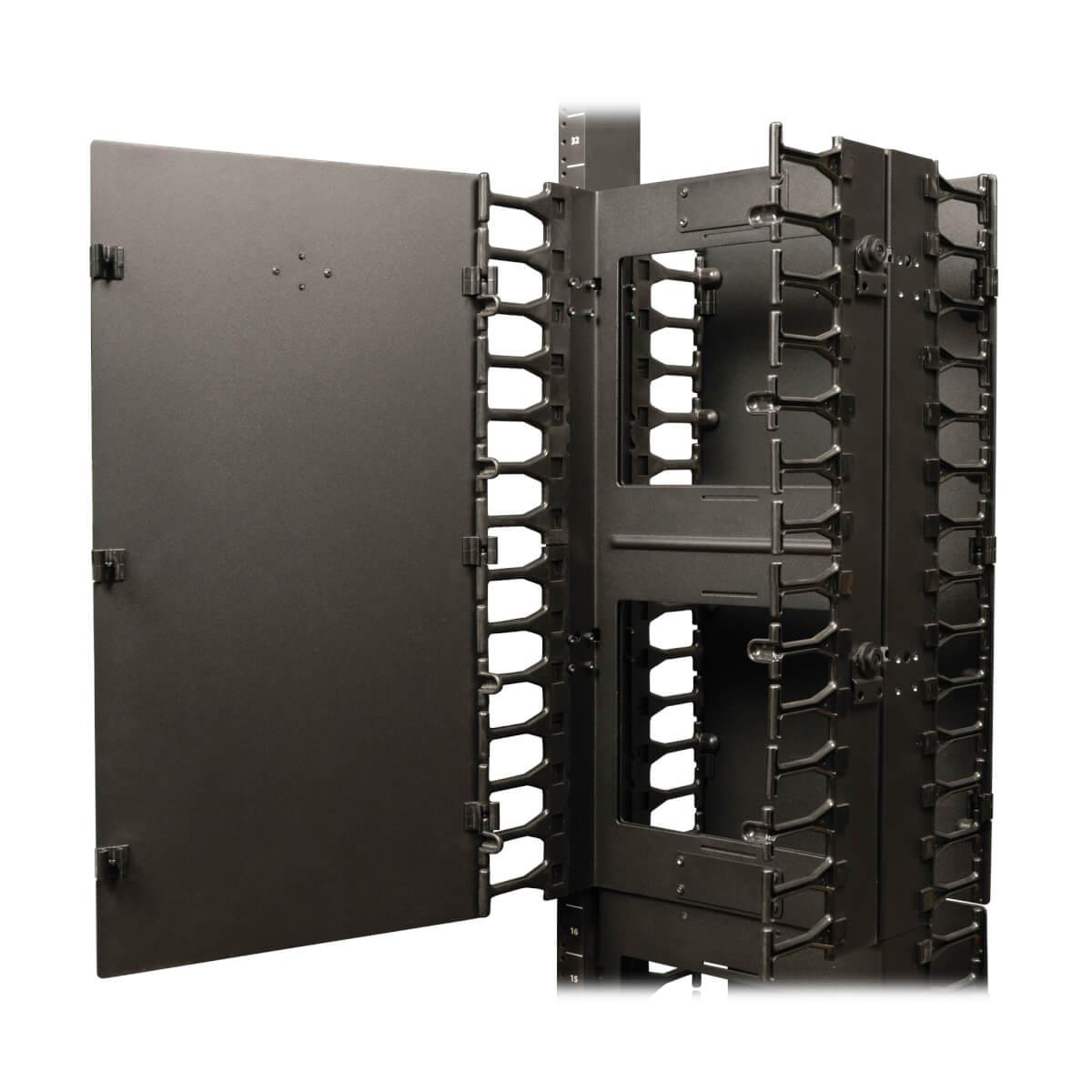 TRIPP LITE SmartRack 12in Width High Capacity Vertical Cable Manager - Double finger duct with cover