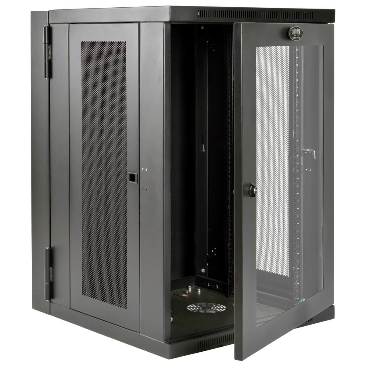 TRIPP LITE SmartRack 18U UPS-Depth Wall-Mount Rack Enclosure Cabinet with Clear Acrylic Window Hinged Back
