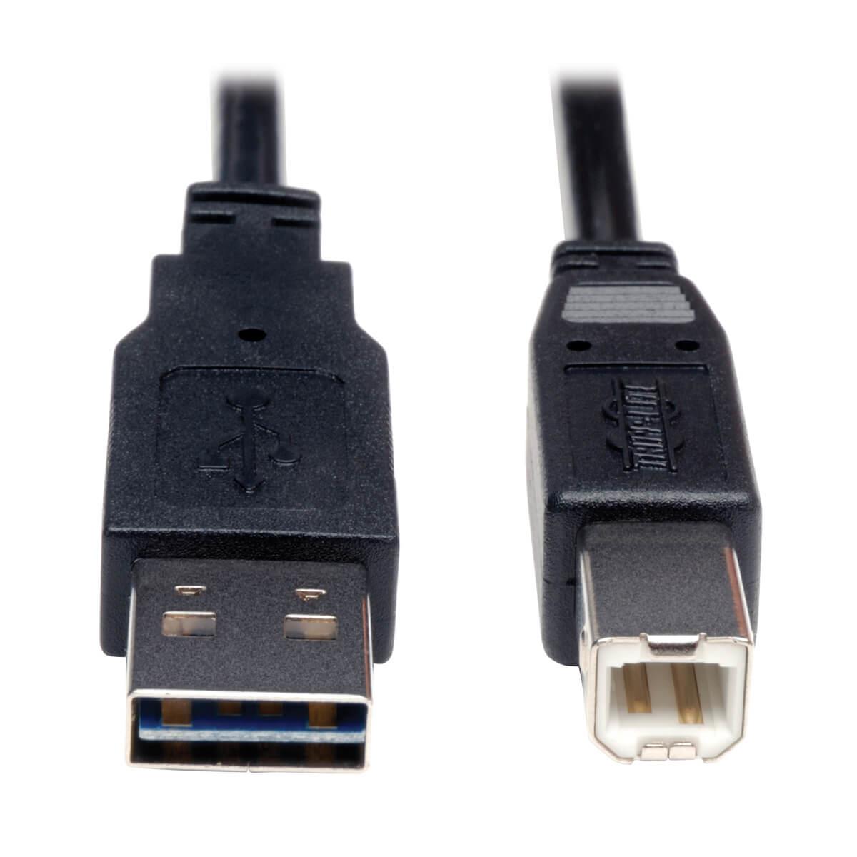 TRIPP LITE Universal Reversible USB 2.0 Hi-Speed Cable (Reversible A to B M/M) 91cm 3-ft
