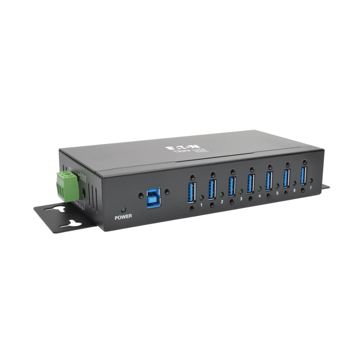 TRIPP LITE 7-Port Rugged Industrial USB 3.0 SuperSpeed Hub with 15KV ESD Immunity and Metal Case Mountable