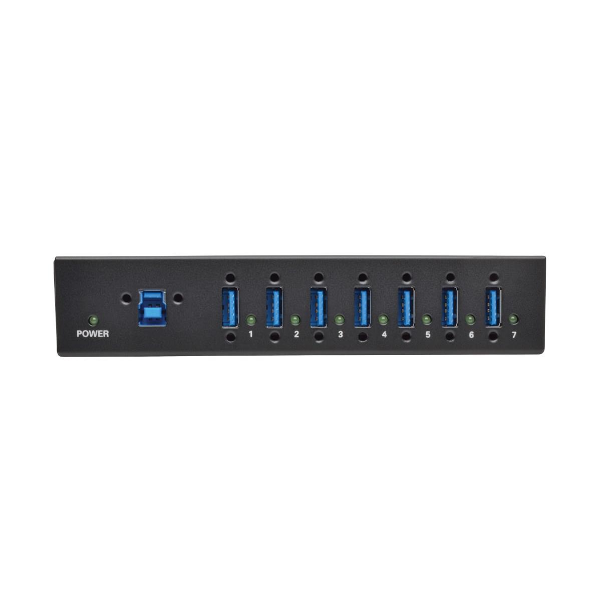 TRIPP LITE 7-Port Rugged Industrial USB 3.0 SuperSpeed Hub with 15KV ESD Immunity and Metal Case Mountable