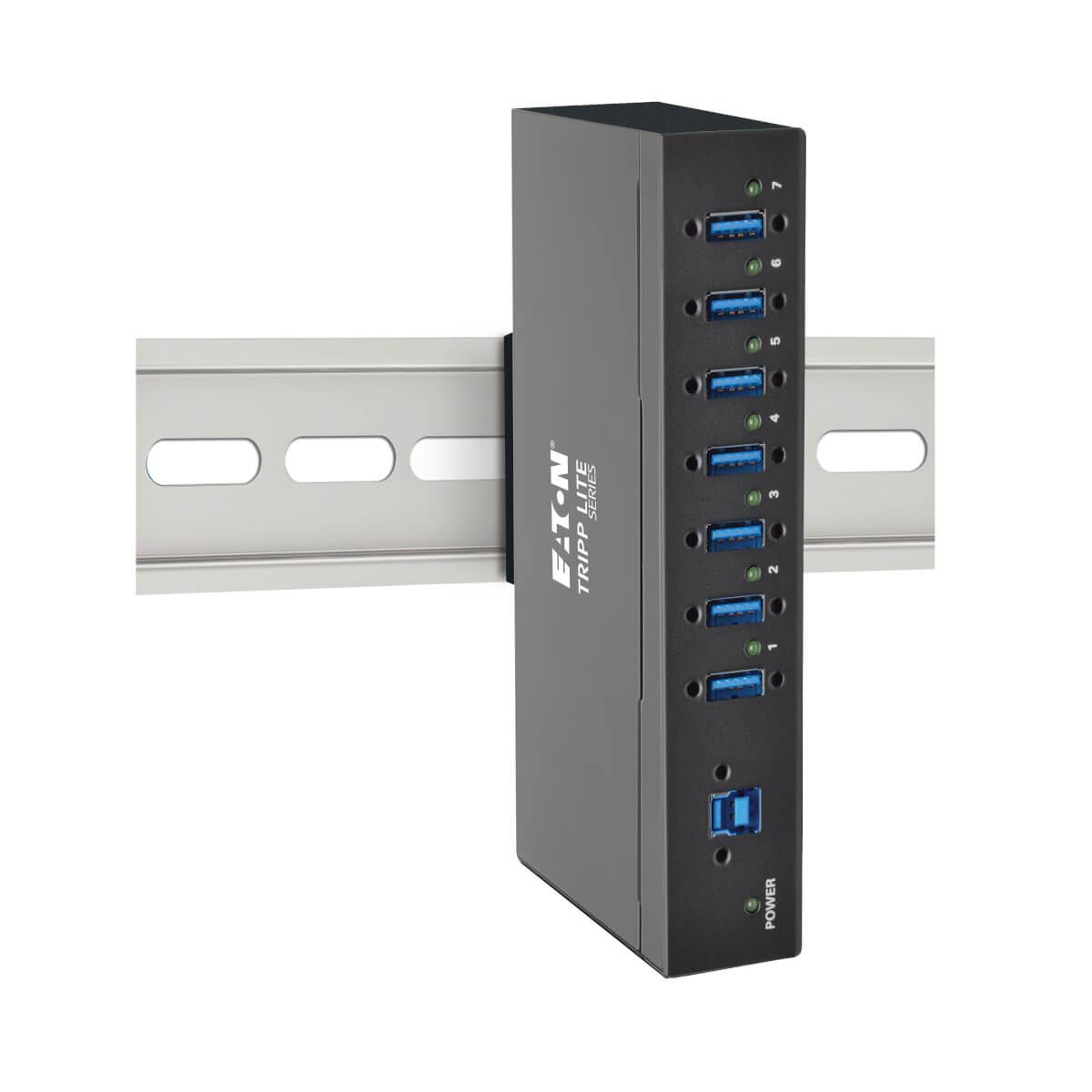 TRIPP LITE 7-Port Rugged Industrial USB 3.0 SuperSpeed Hub with 15KV ESD Immunity and Metal Case Mountable
