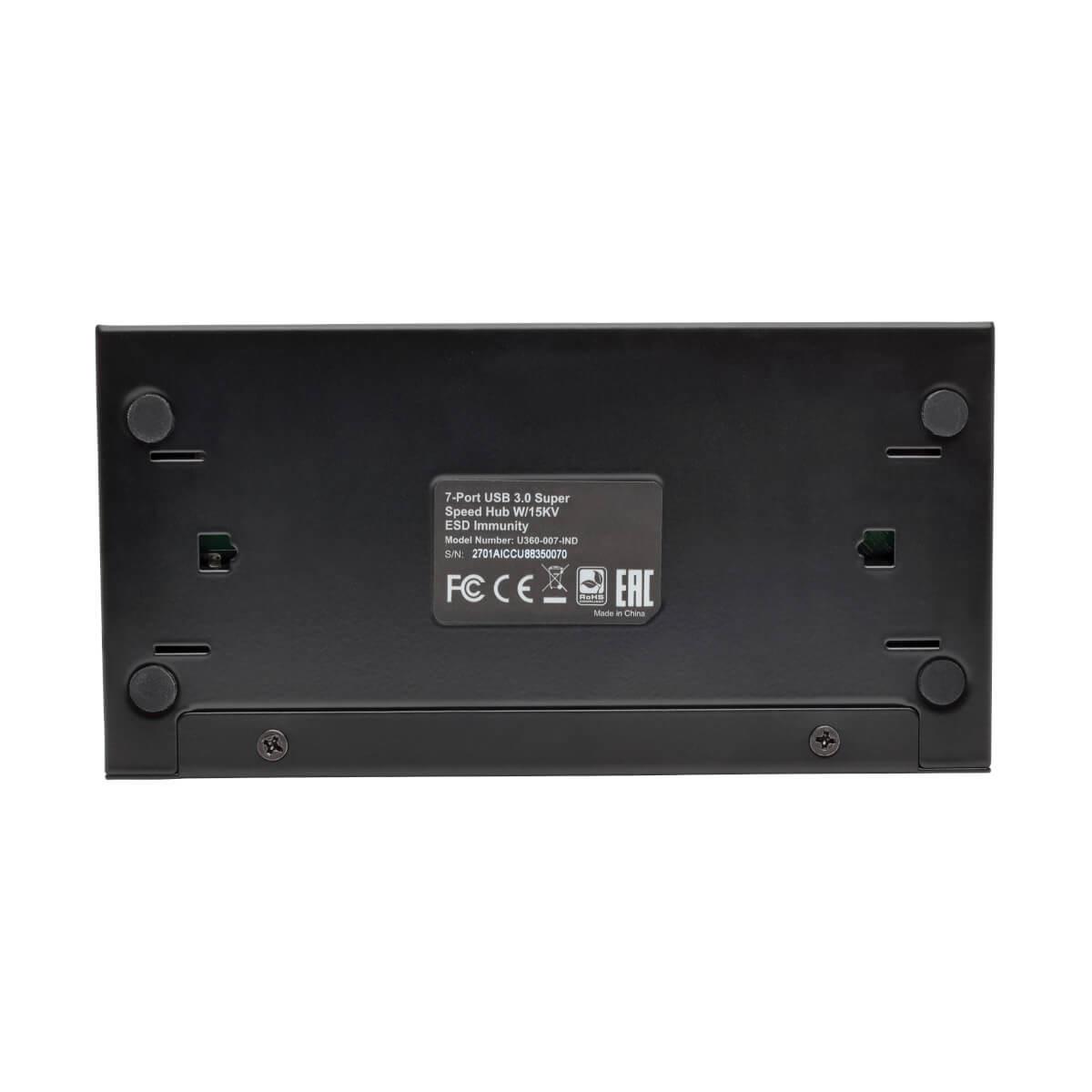 TRIPP LITE 7-Port Rugged Industrial USB 3.0 SuperSpeed Hub with 15KV ESD Immunity and Metal Case Mountable
