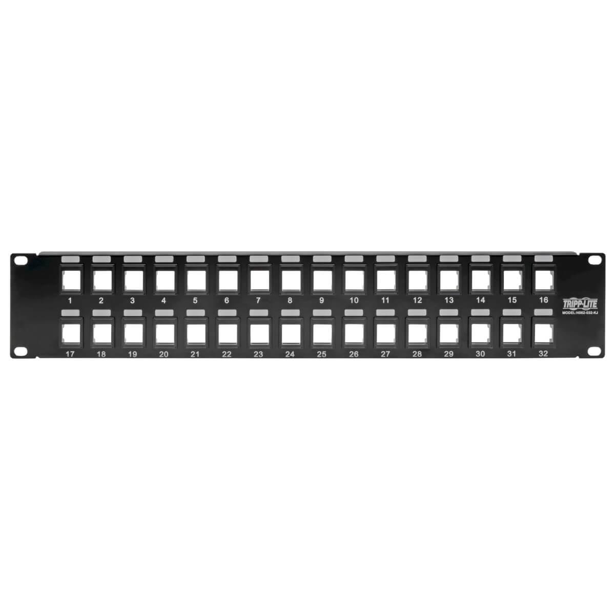 TRIPP LITE 32-Port 2U Unshielded Blank Keystone/Multimedia Patch Panel RJ45 Ethernet USB HDMI Cat5e/6