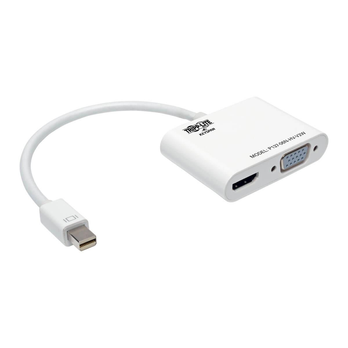 TRIPP LITE Keyspan Mini DisplayPort 1.2 to VGA/HDMI All-in-One Converter Adapter 4K x 2K HDMI @ 24/30 Hz