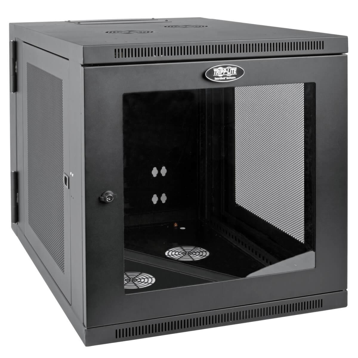 TRIPP LITE SmartRack 12U Server-Depth Wall-Mount Rack Enclosure Cabinet with Clear Acrylic Window Hinged Back