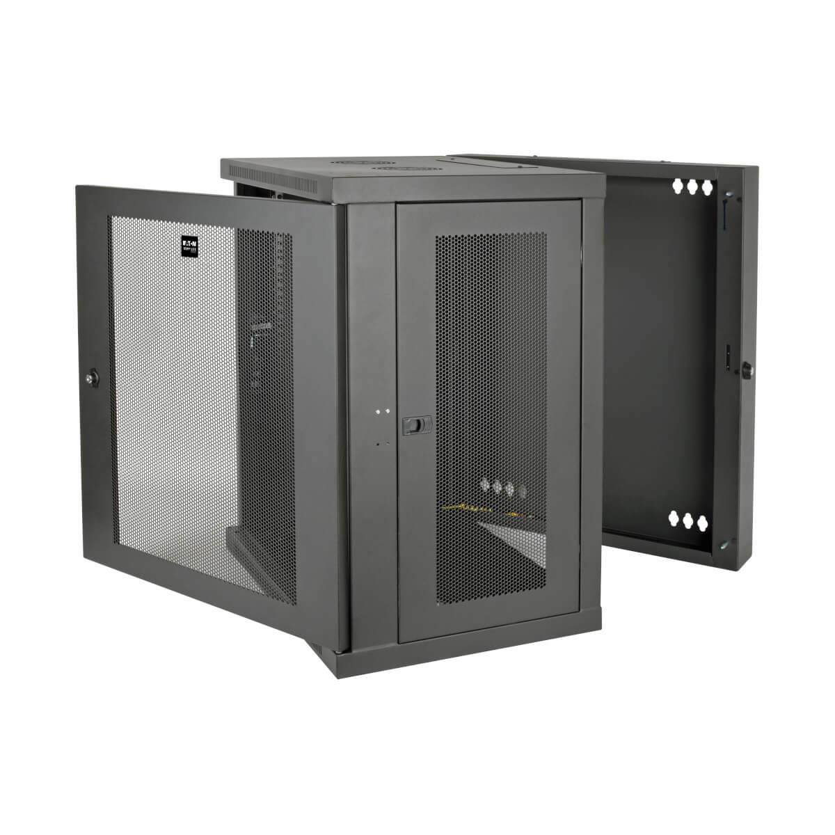 TRIPP LITE SmartRack 15U Low-Profile Switch-Depth Wall-Mount Rack Enclosure Cabinet Hinged Back