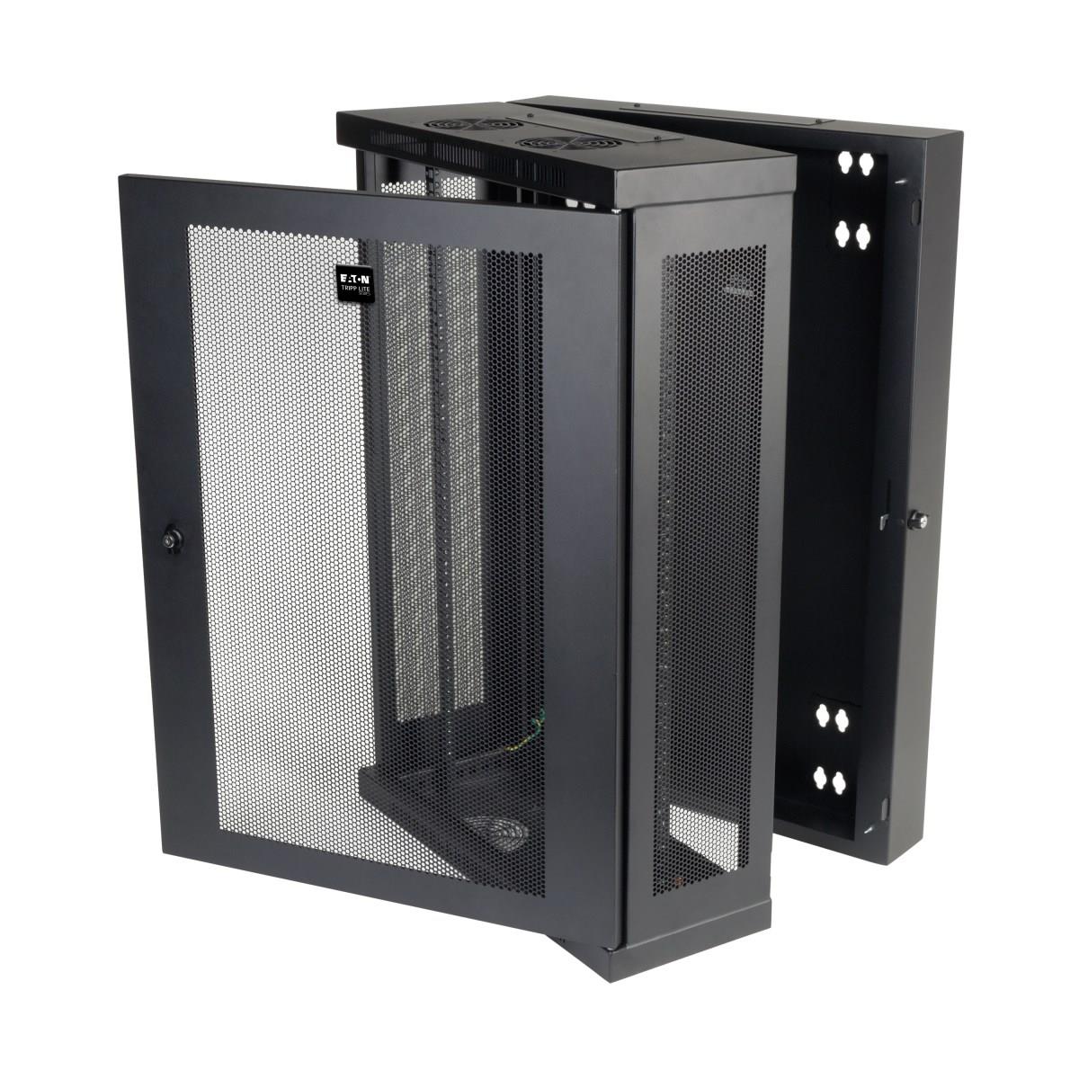 TRIPP LITE SmartRack 18U Low-Profile Patch-Depth Wall-Mount Rack Enclosure Cabinet Hinged Back